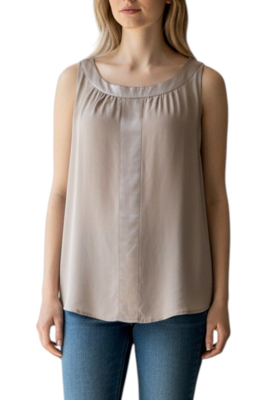 J. Jill 100% Silk Champagne Sleeveless Blouse Large